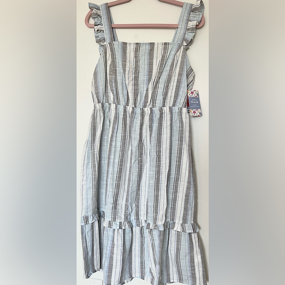 Stripe cotton dress with Ruffles by Madison grey